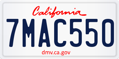 CA license plate 7MAC550