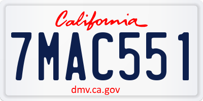 CA license plate 7MAC551