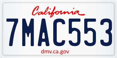 CA license plate 7MAC553