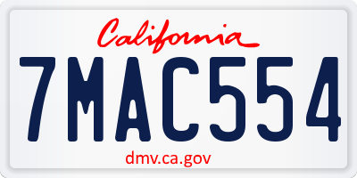 CA license plate 7MAC554