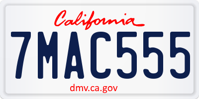 CA license plate 7MAC555