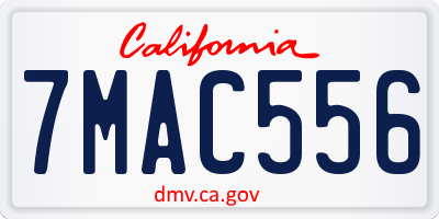 CA license plate 7MAC556