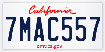 CA license plate 7MAC557