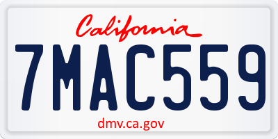 CA license plate 7MAC559