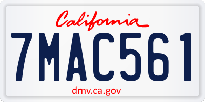 CA license plate 7MAC561