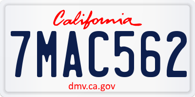 CA license plate 7MAC562