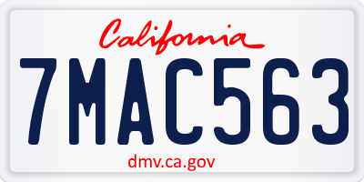 CA license plate 7MAC563
