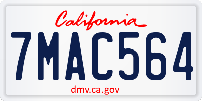 CA license plate 7MAC564