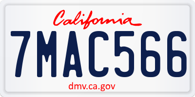 CA license plate 7MAC566