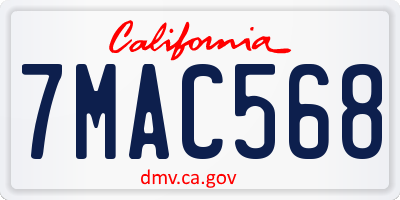 CA license plate 7MAC568