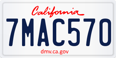 CA license plate 7MAC570