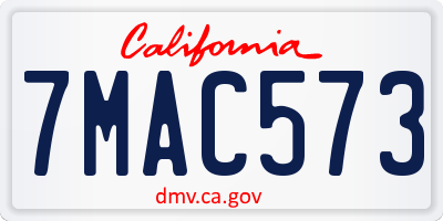 CA license plate 7MAC573