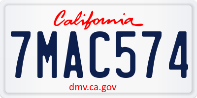 CA license plate 7MAC574