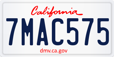 CA license plate 7MAC575