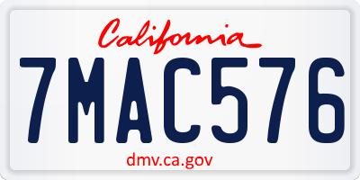 CA license plate 7MAC576