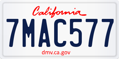 CA license plate 7MAC577