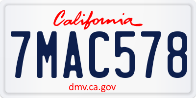 CA license plate 7MAC578