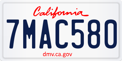 CA license plate 7MAC580