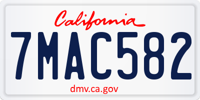 CA license plate 7MAC582