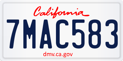 CA license plate 7MAC583