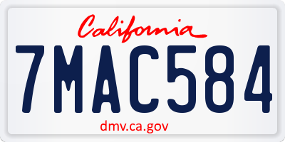 CA license plate 7MAC584