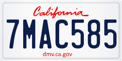 CA license plate 7MAC585