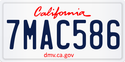 CA license plate 7MAC586
