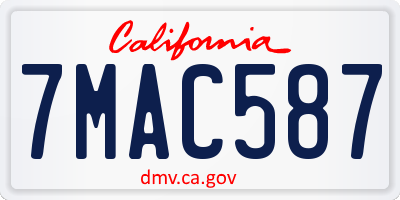 CA license plate 7MAC587