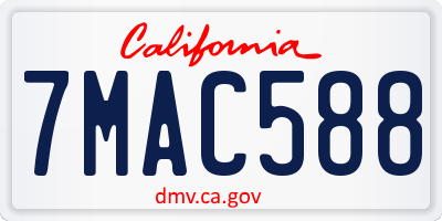CA license plate 7MAC588