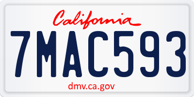 CA license plate 7MAC593