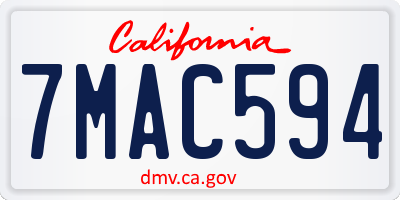 CA license plate 7MAC594