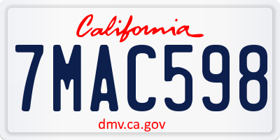 CA license plate 7MAC598