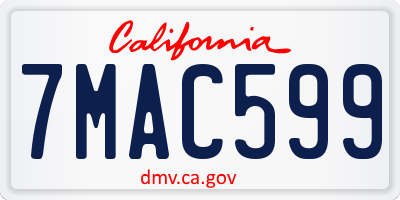 CA license plate 7MAC599
