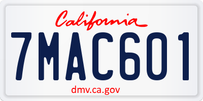CA license plate 7MAC601