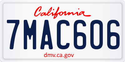 CA license plate 7MAC606