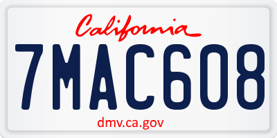 CA license plate 7MAC608