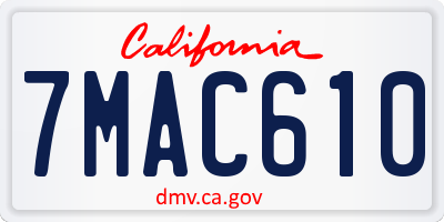 CA license plate 7MAC610
