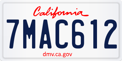 CA license plate 7MAC612