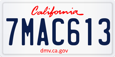 CA license plate 7MAC613