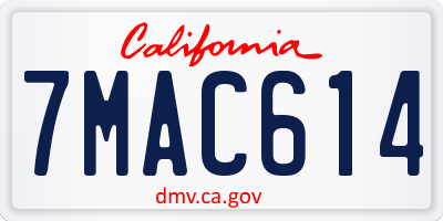 CA license plate 7MAC614