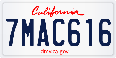 CA license plate 7MAC616