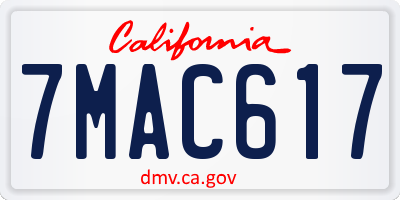 CA license plate 7MAC617