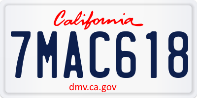 CA license plate 7MAC618