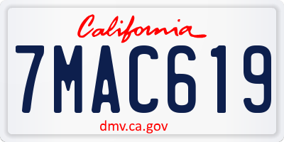 CA license plate 7MAC619