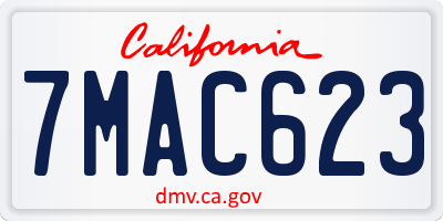 CA license plate 7MAC623