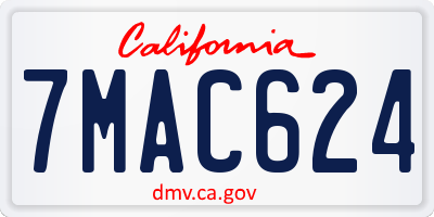 CA license plate 7MAC624