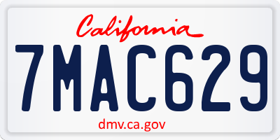 CA license plate 7MAC629