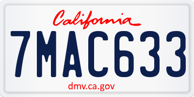 CA license plate 7MAC633