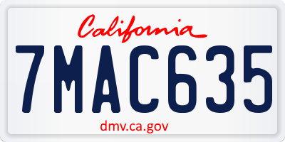 CA license plate 7MAC635