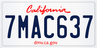 CA license plate 7MAC637